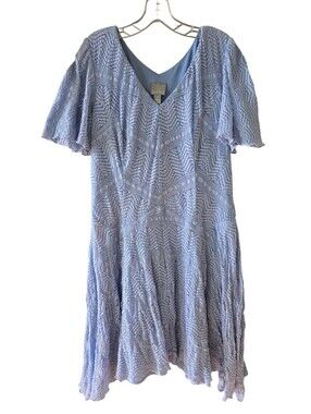 Rabbit Rabbit Rabbit Designs Light Blue Lace V-Neck Midi Dress Size 16